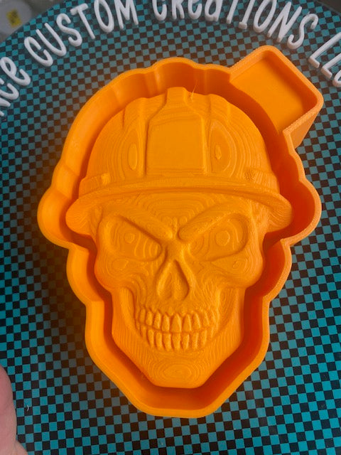3D Skull with Hardhat Freshie Mold