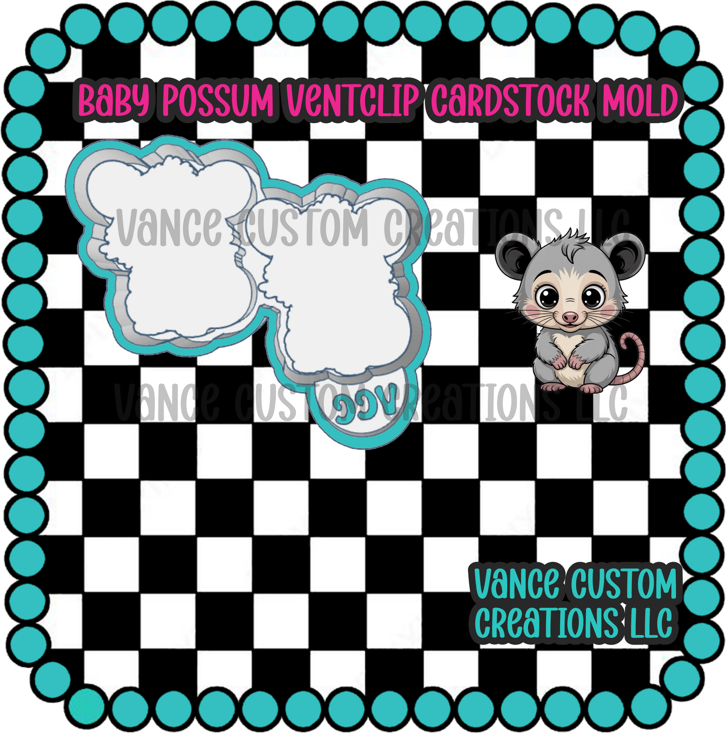Baby Possum Ventclip Freshie Mold