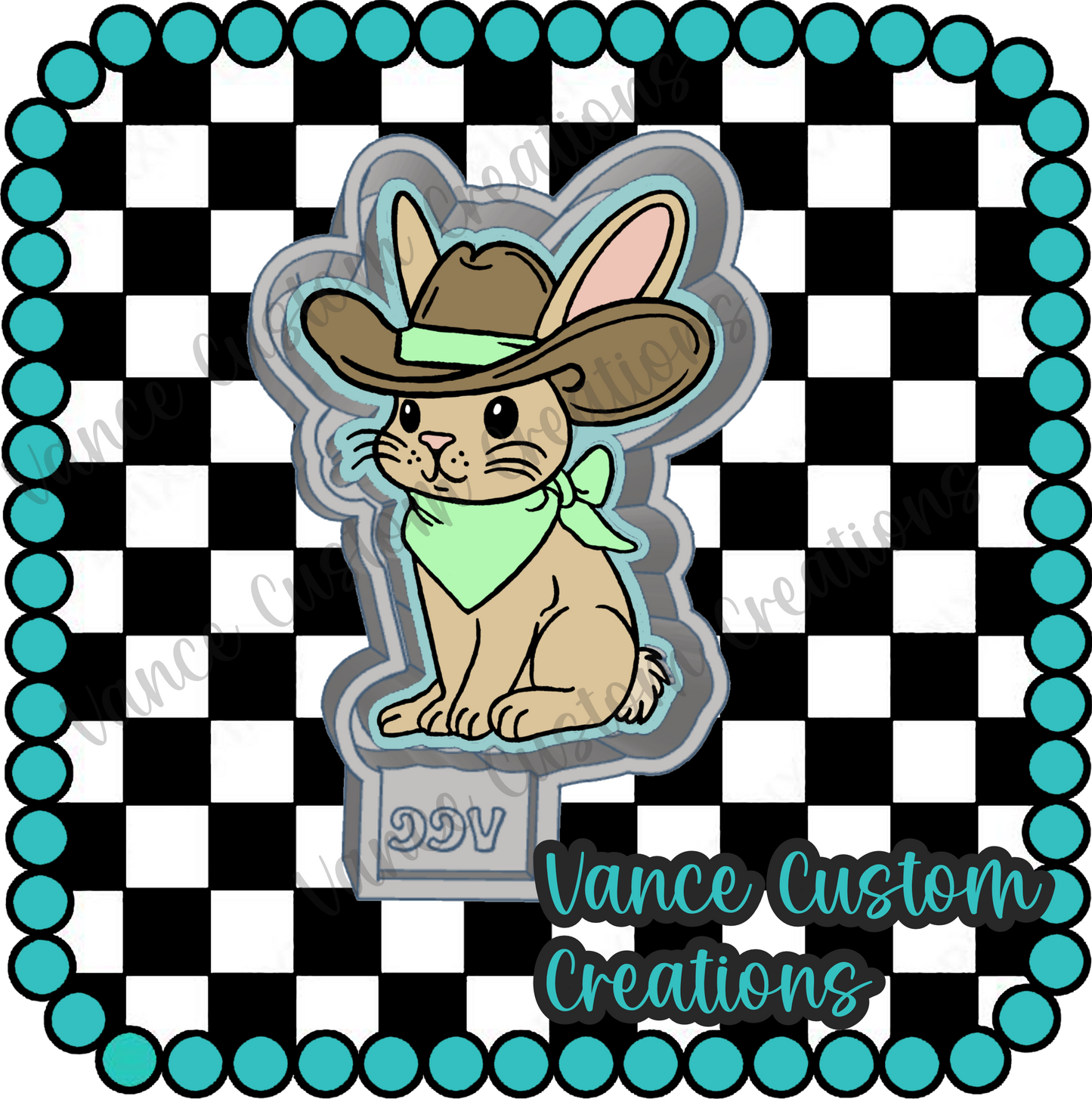 Bunny With Cowboy Hat Freshie Mold