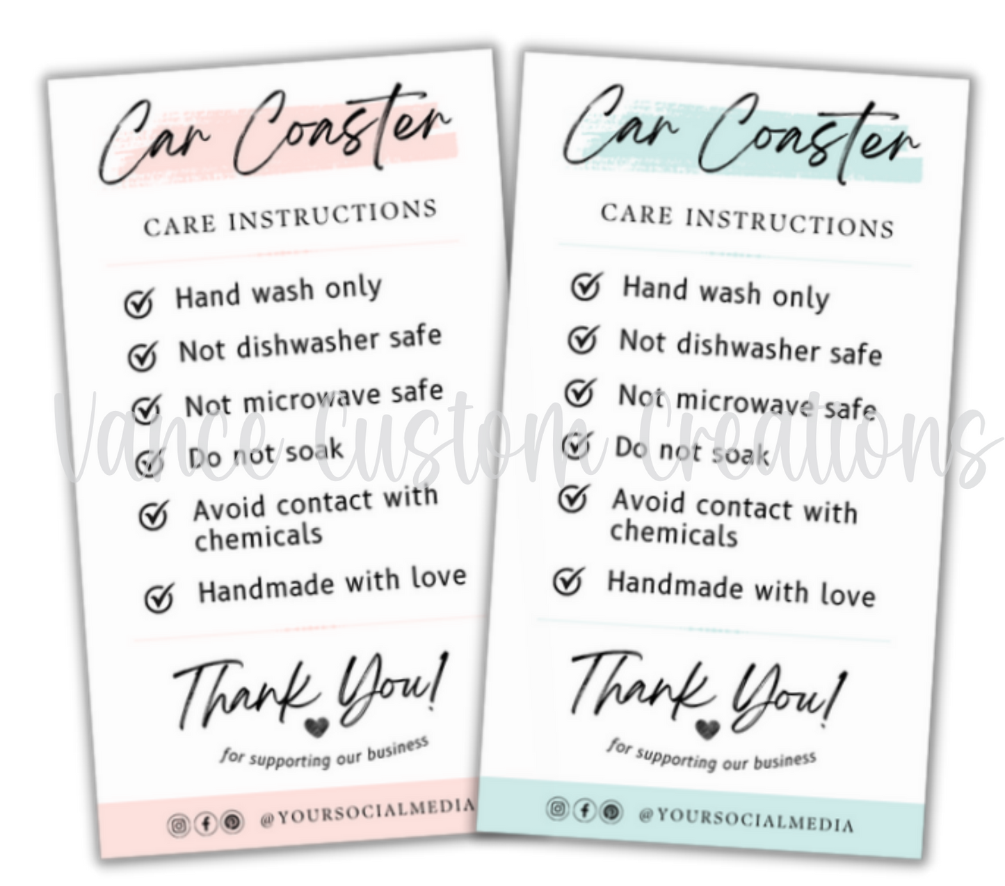 Car Coaster Care Card
