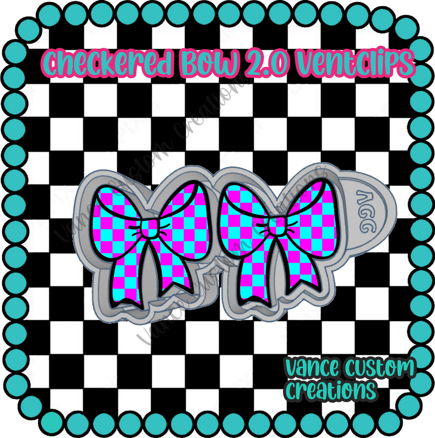 Checkered Bow 2.0 Freshie Ventclips Mold