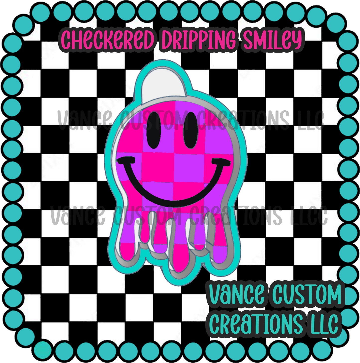Checkered Dripping Smiley Freshie Mold