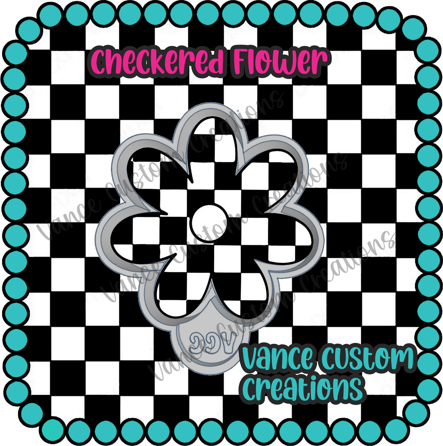 Checkered Flower Freshie Mold