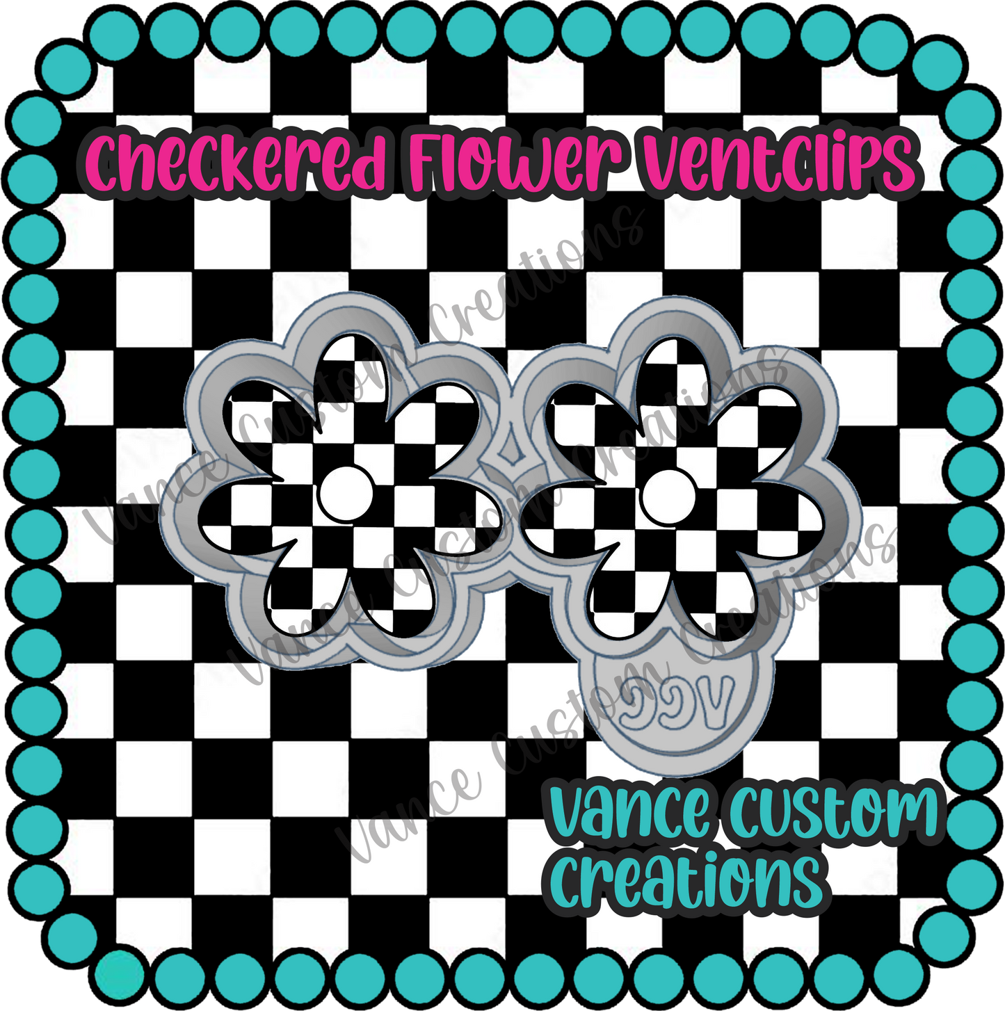 Checkered Flower Ventclip Freshie Mold