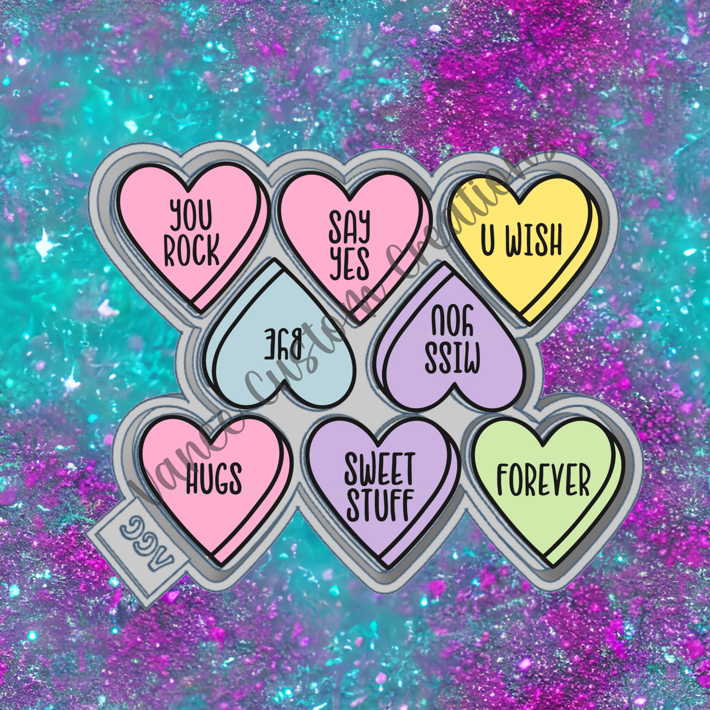 Conversation Heart Wax Melt Mold