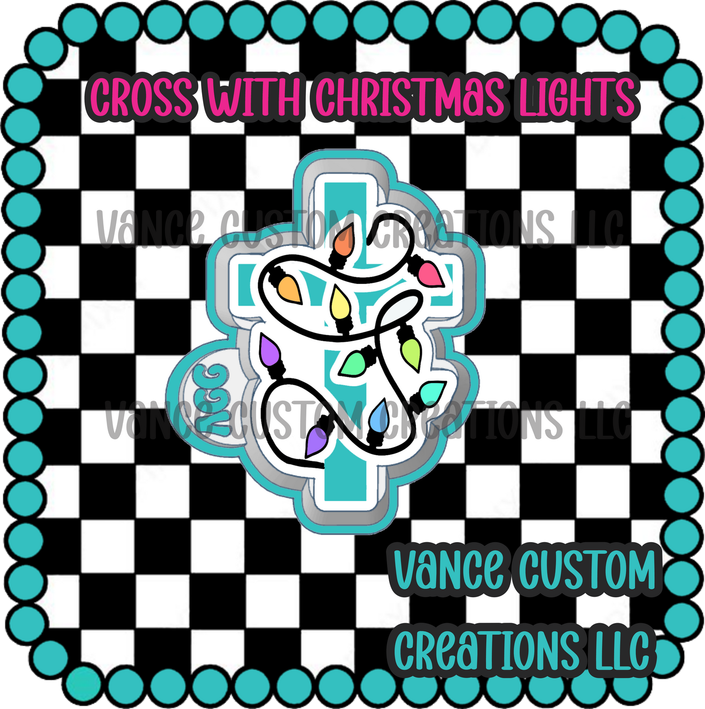 Cross with Christmas Lights Freshie Mold