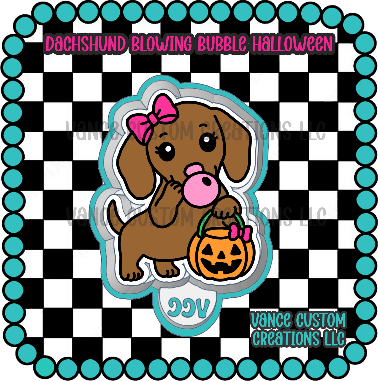 Dachshund Blowing Bubble Halloween Freshie Mold