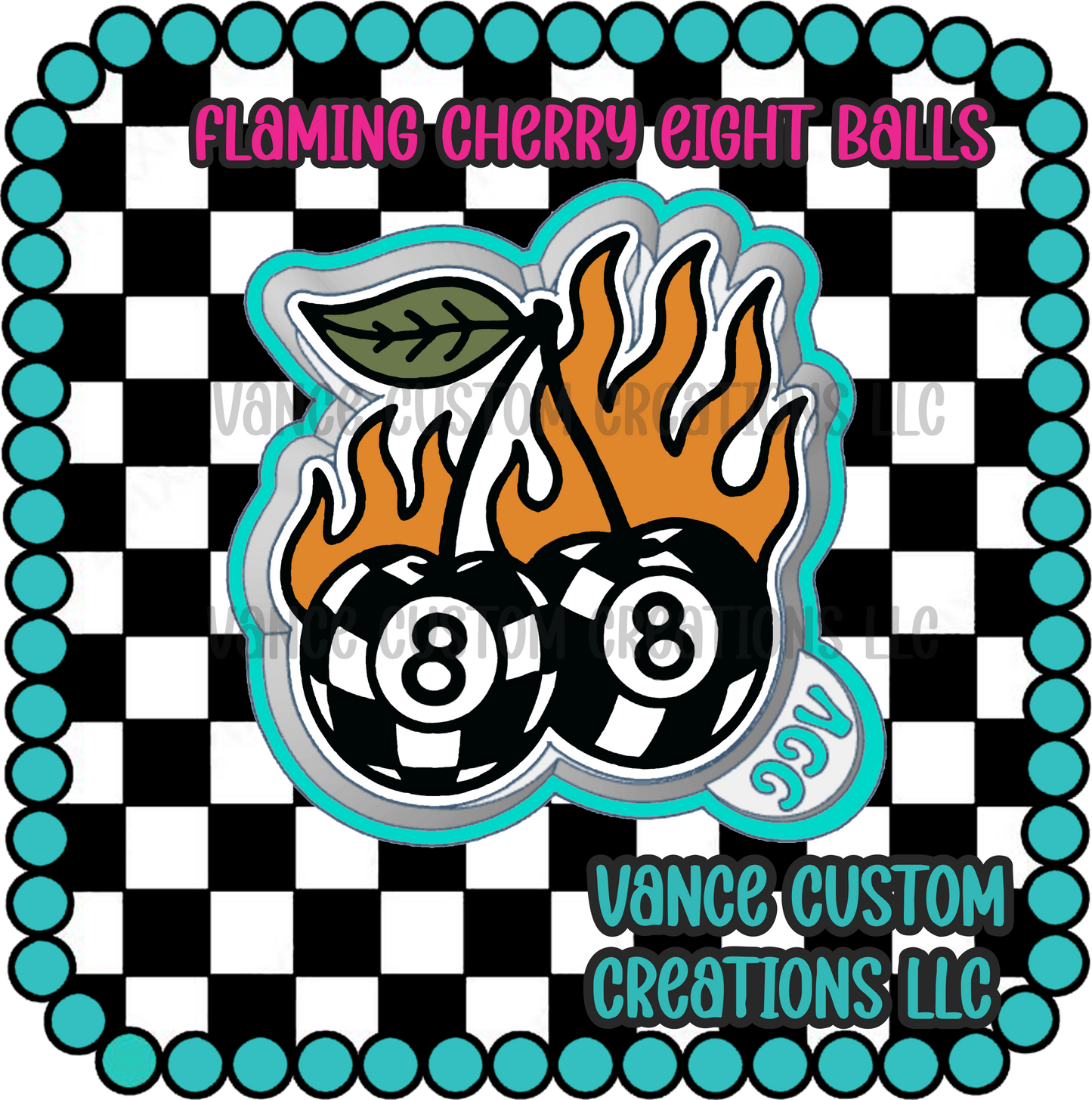 Flaming Cherry Eight Balls Freshie Mold