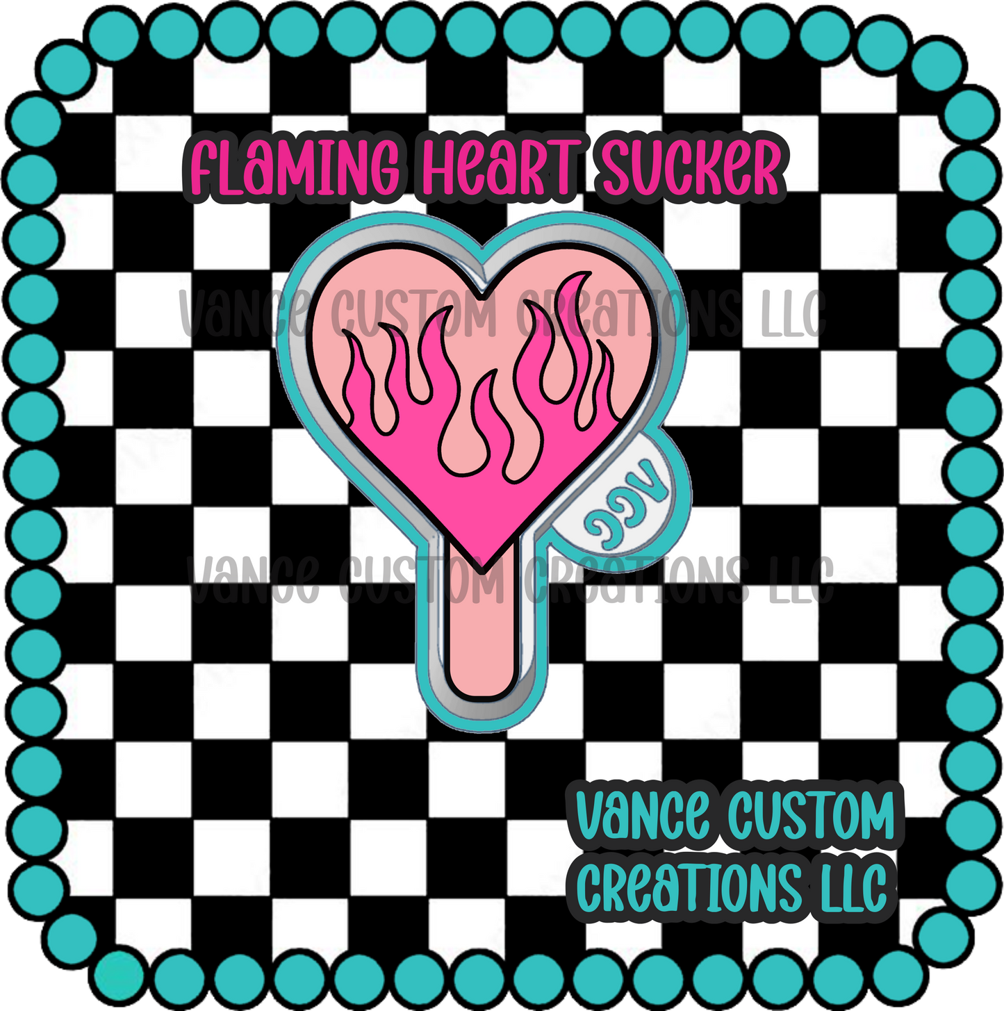 Flaming Heart Sucker Freshie Mold