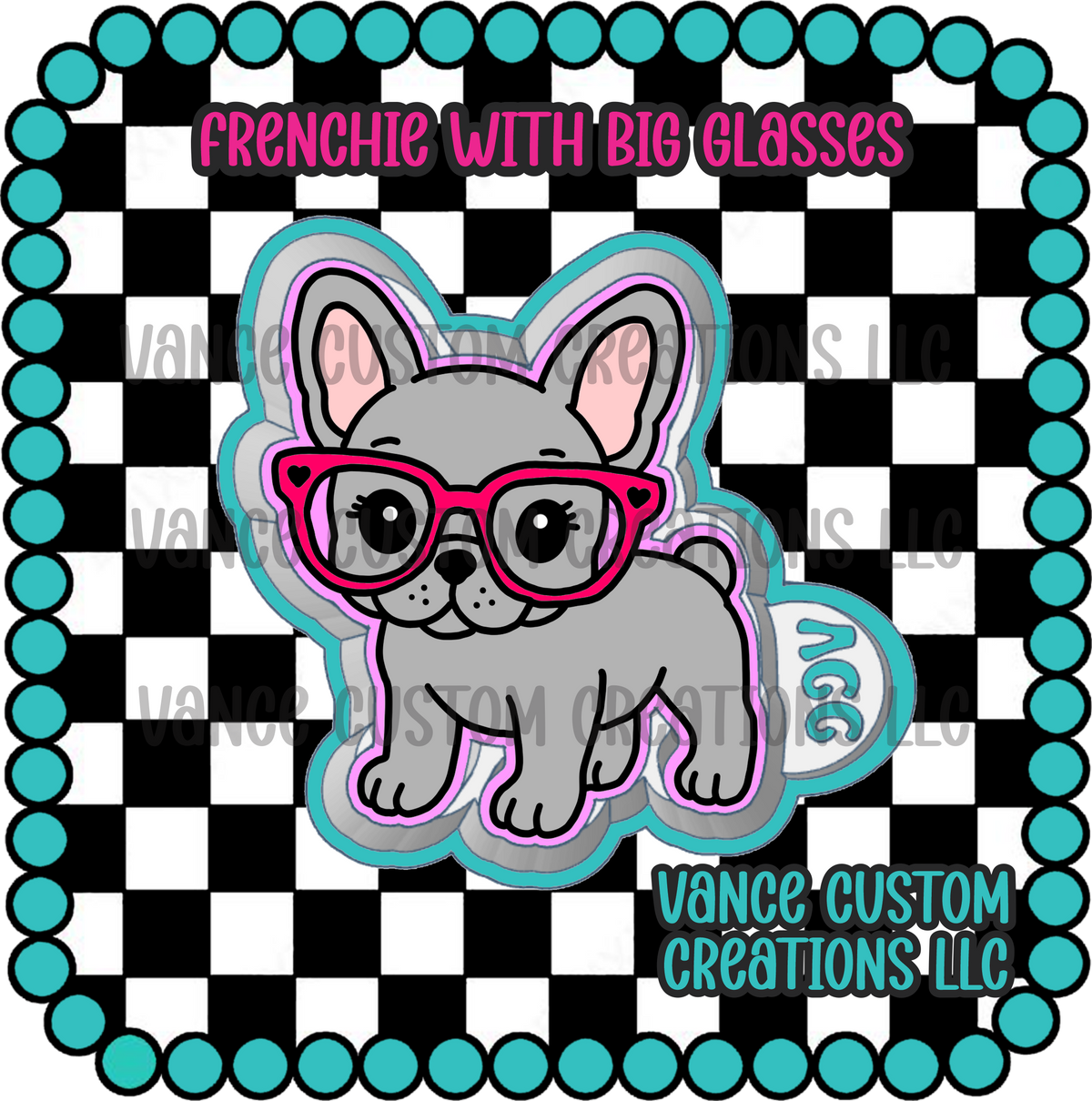 Frenchie with Big Glasses Freshie Mold