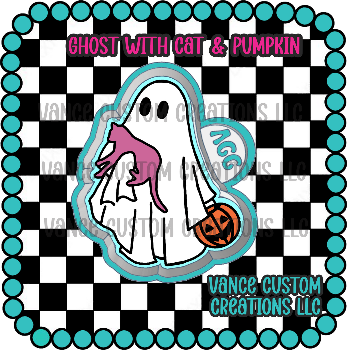 Ghost with Cat & Pumpkin Freshie Mold