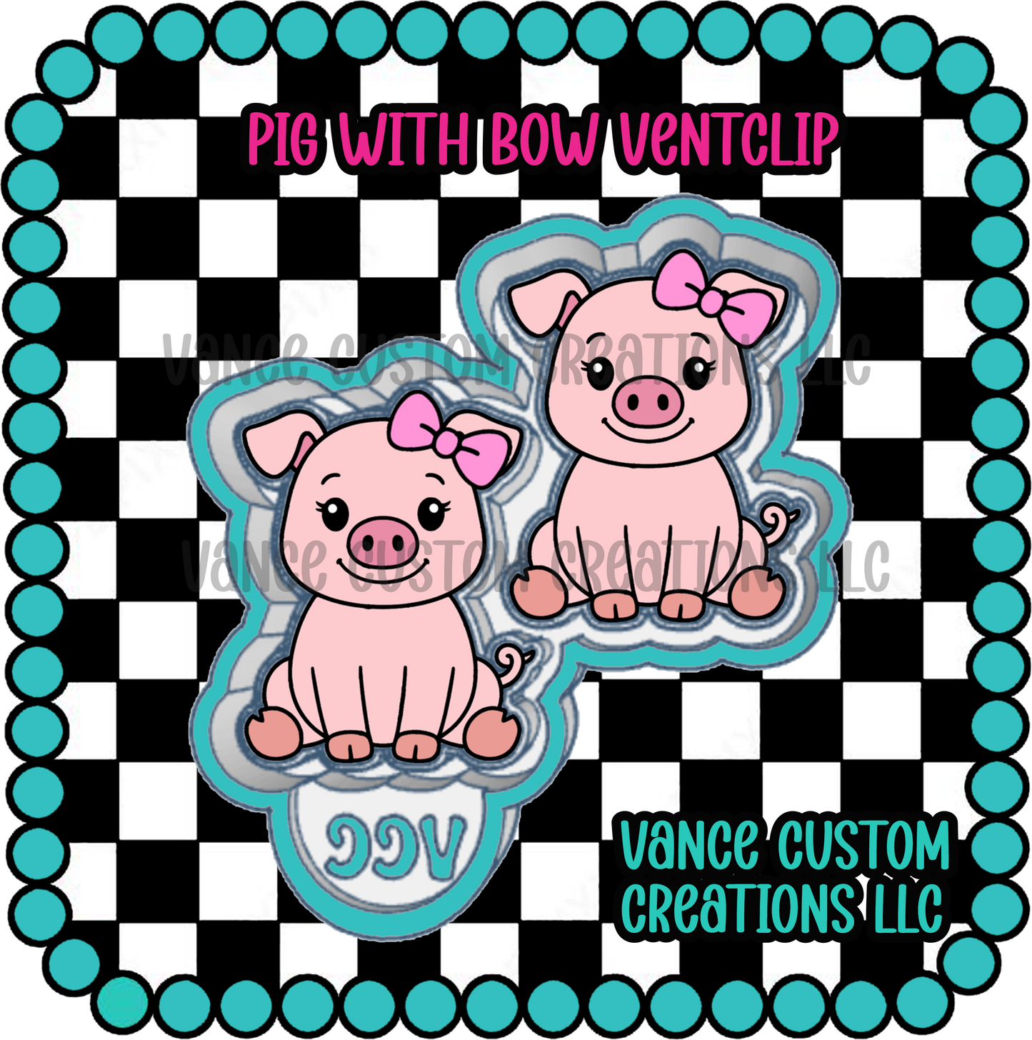 Pig with Bow Ventclip Freshie Mold