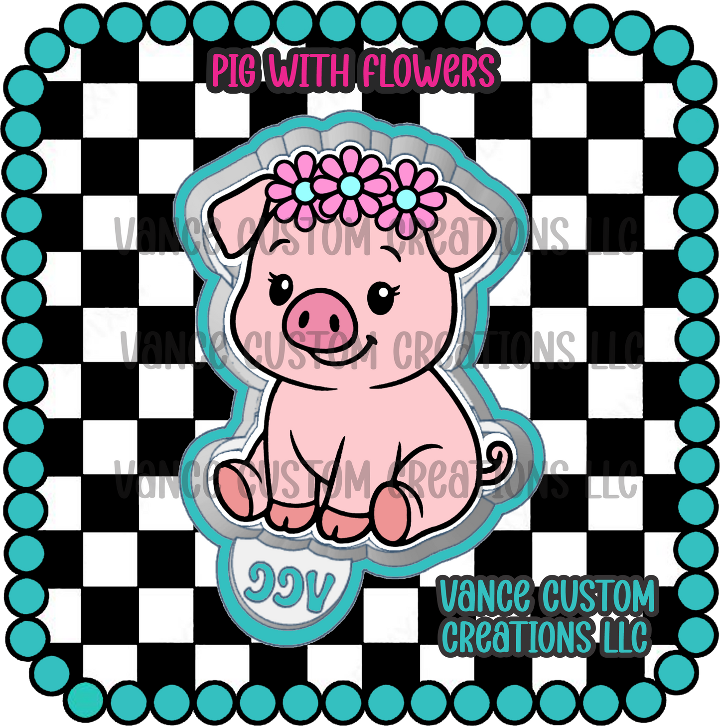 Pig with Flowers Freshie Mold