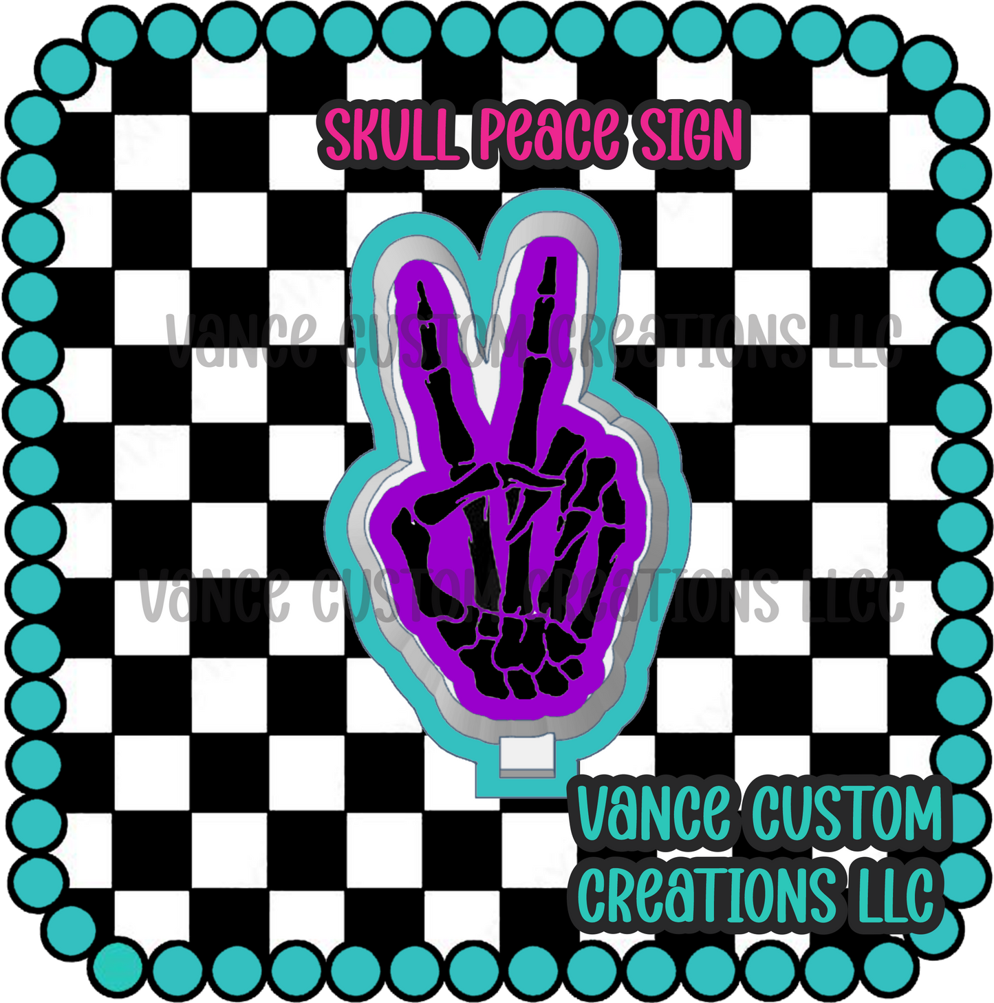 Skull Peace Sign Freshie Mold