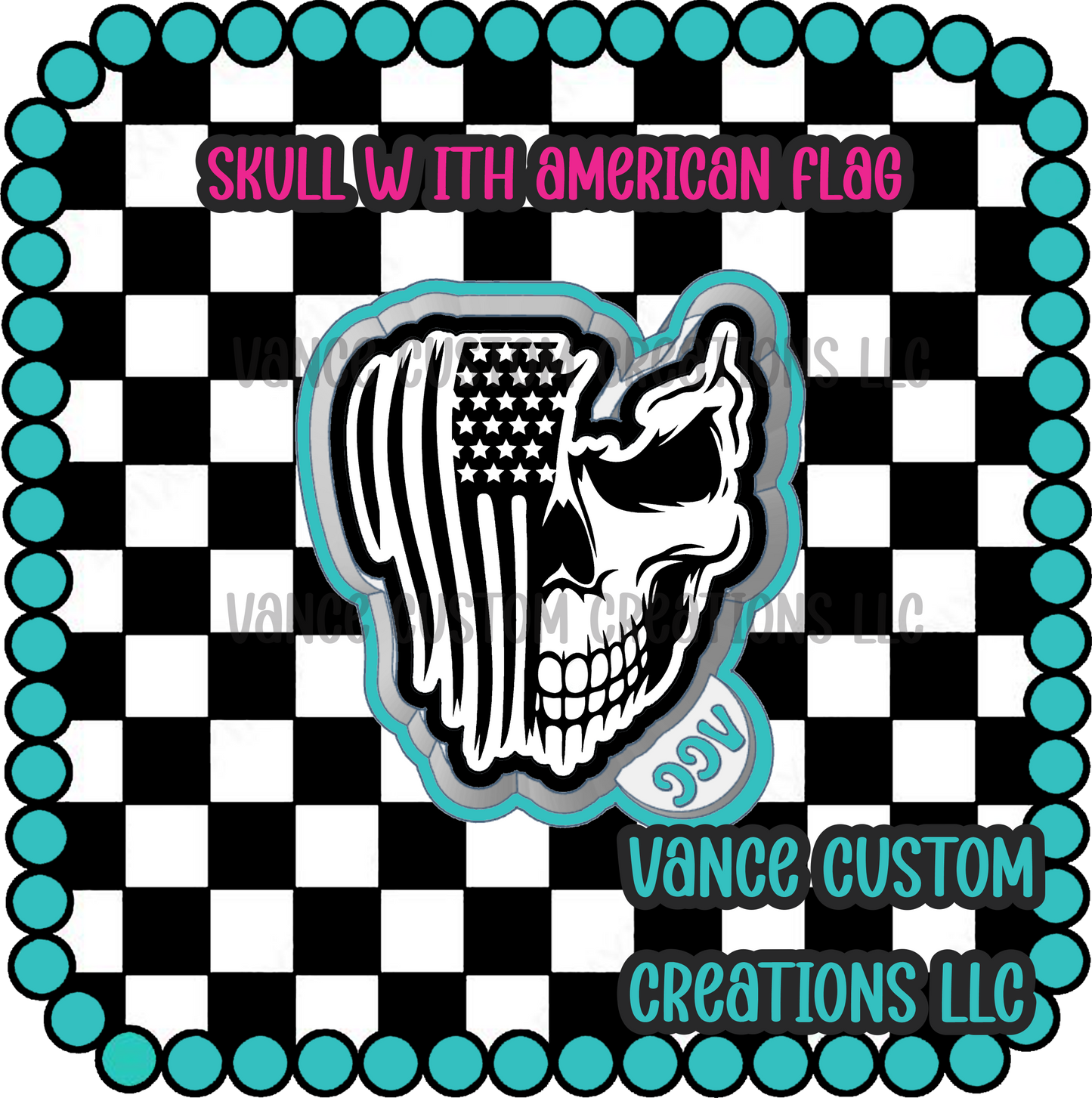 Skull with American Flag Freshie Mold