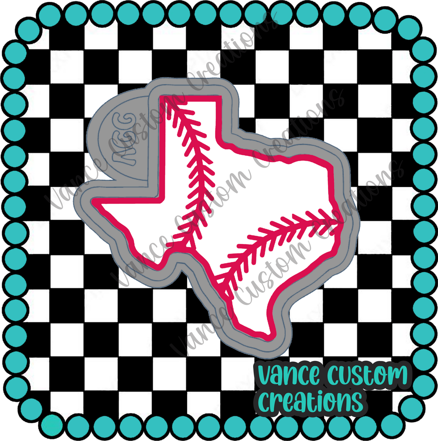 Texas with Baseball Stitches Freshie Mold