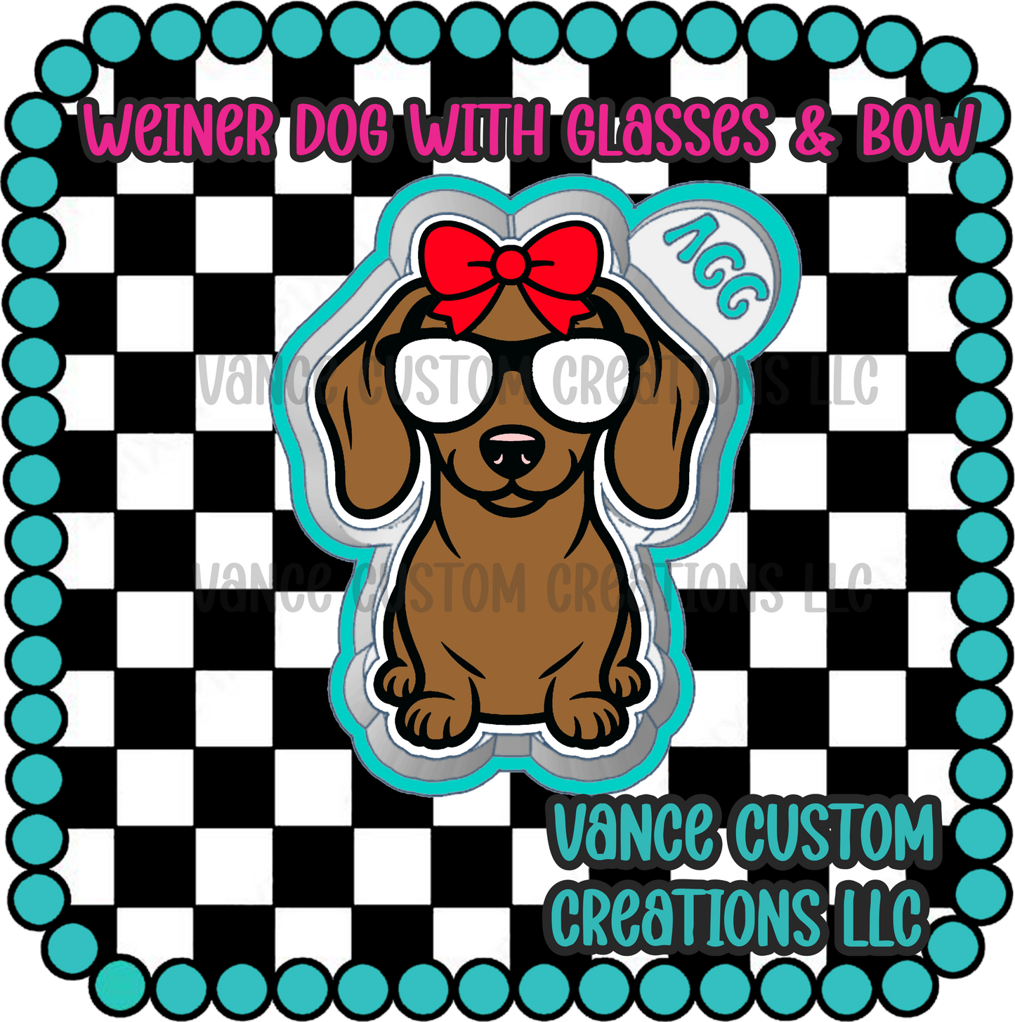 Weiner Dog with Glasses & Bow Freshie Mold