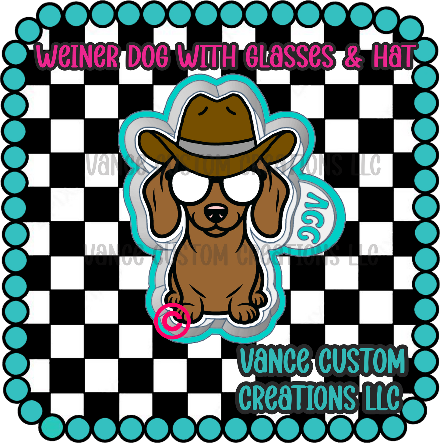 Weiner Dog with Glasses & Hat Freshie Mold