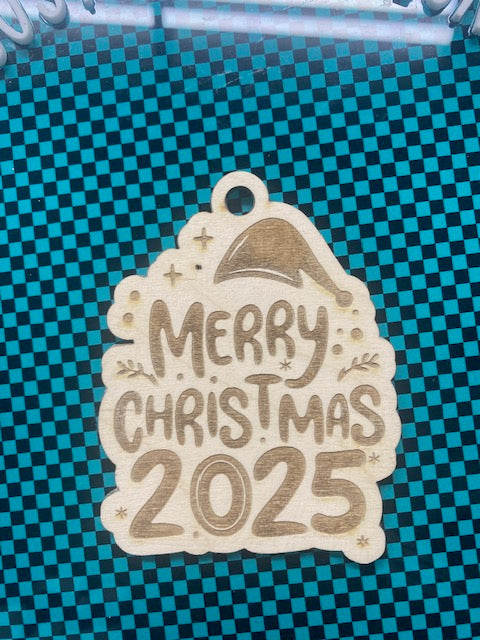 Merry Christmas 2025 Wooden Christmas Ornament