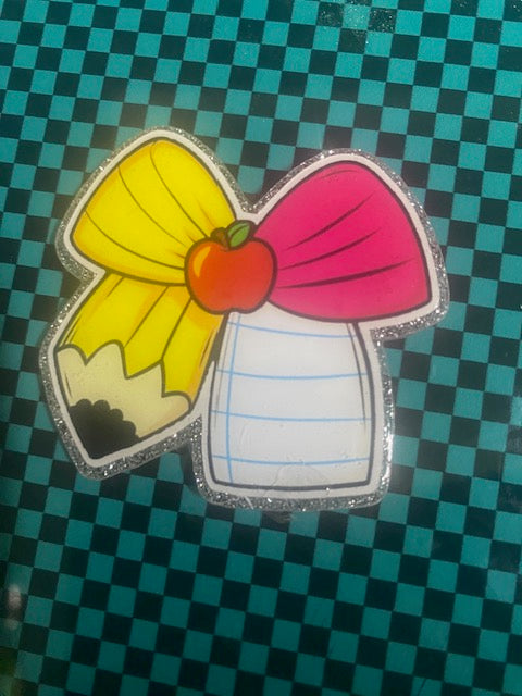 Pencil Bow Acrylic Badge Reel Topper