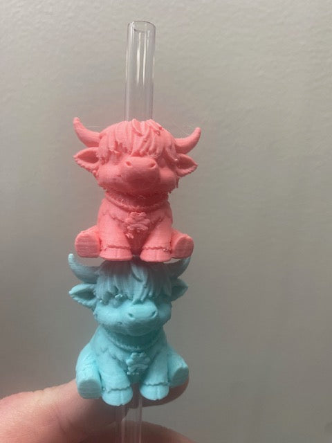Highland Cow Straw Topper