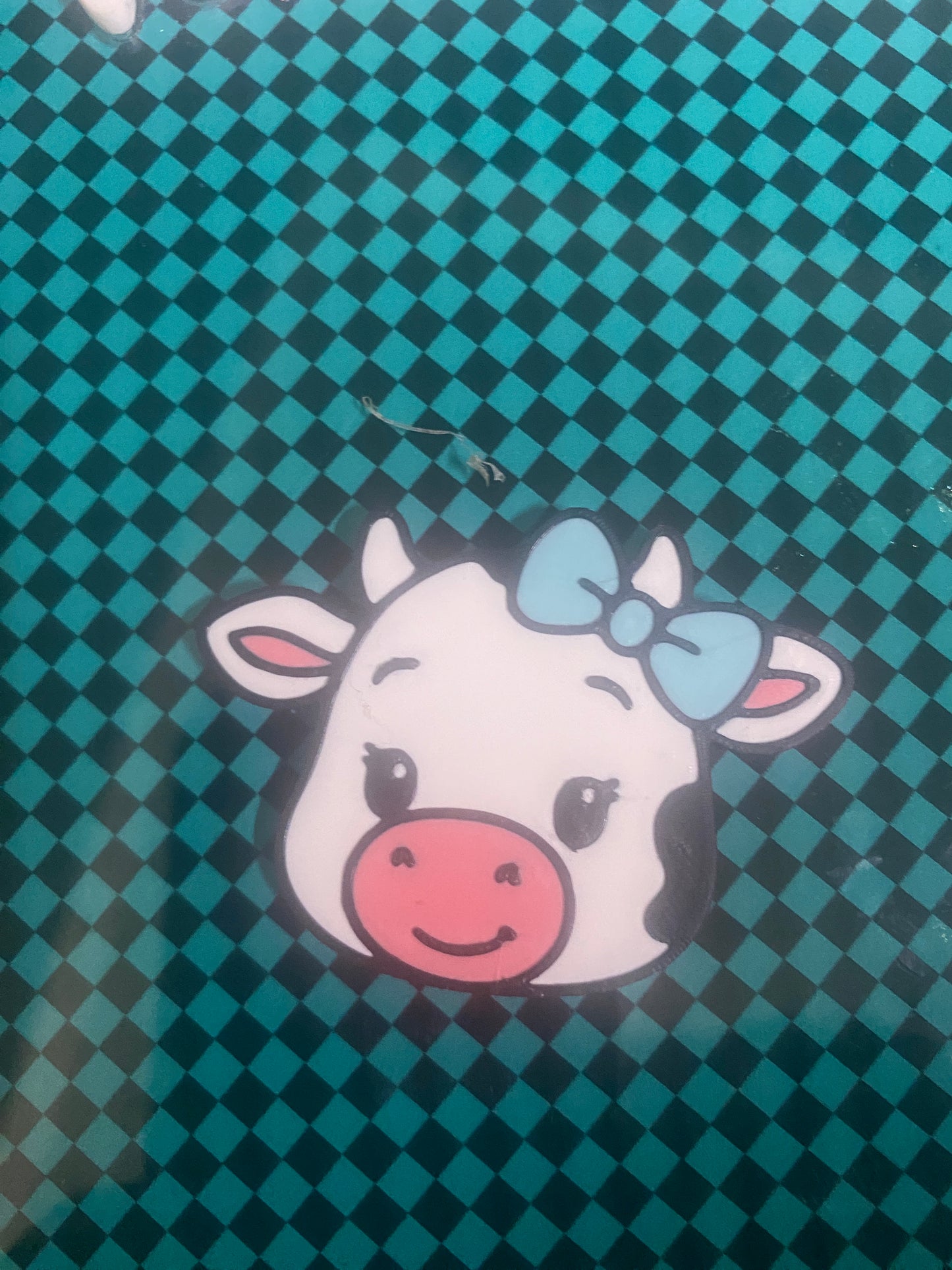 Cow with Bow 3D Printed Badge Topper