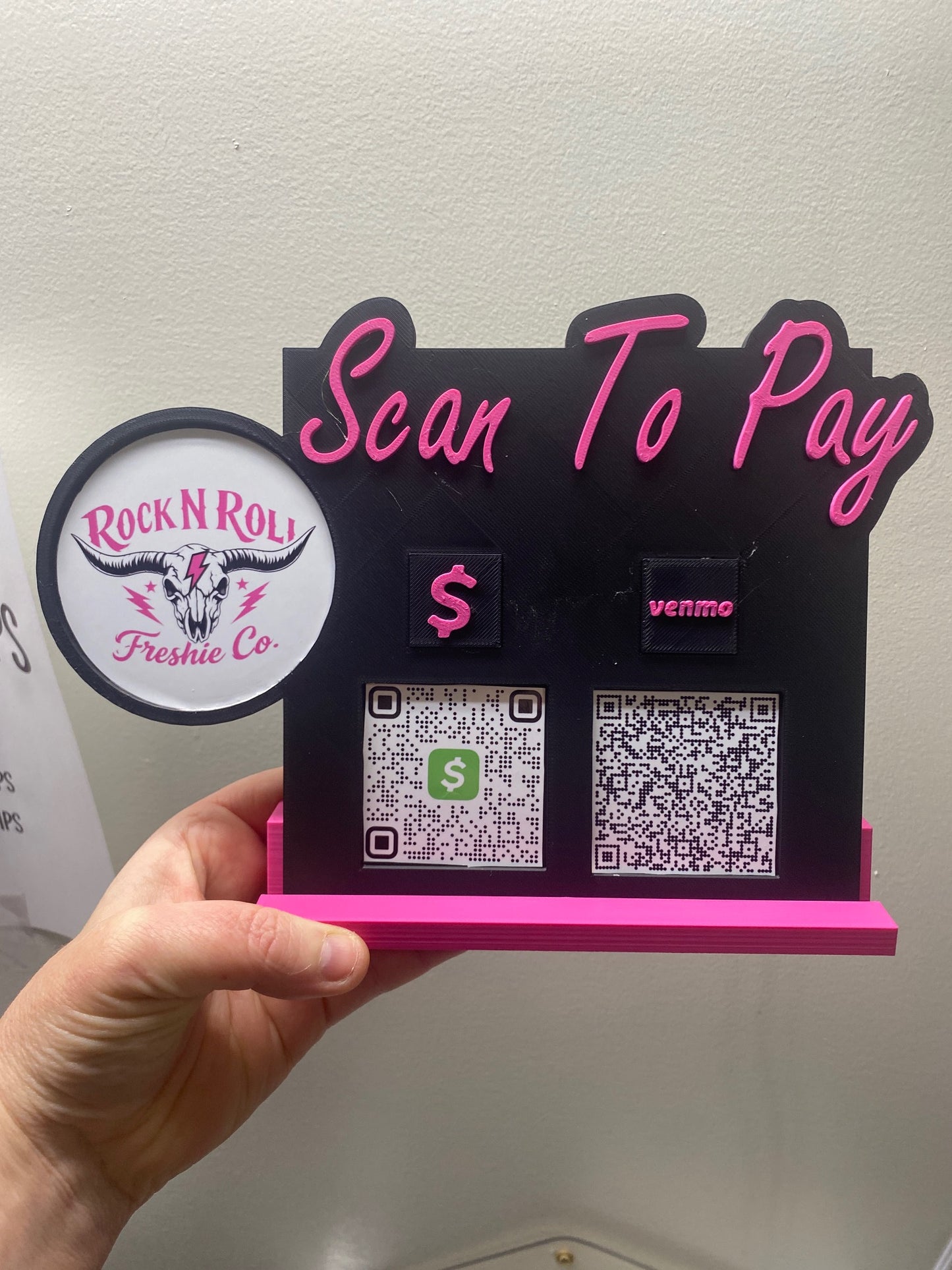3D Printed Scan To Pay with Business Logo (3 QR Code)