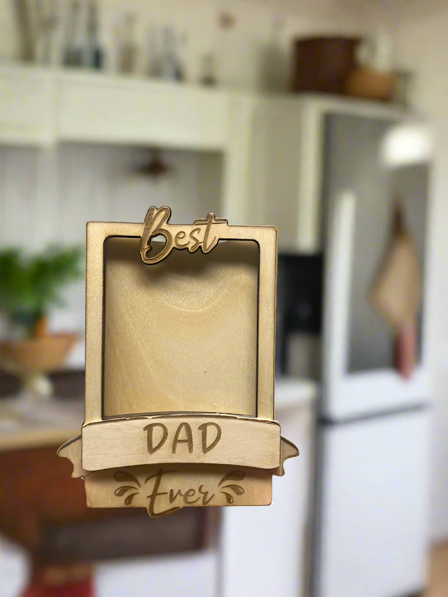 Small Wooden Father's Day Fridge Photo Magnet