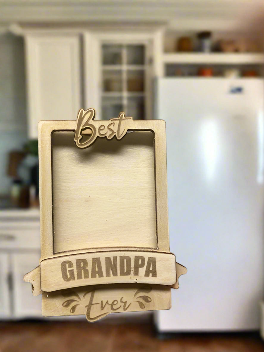Small Wooden Father's Day Fridge Photo Magnet