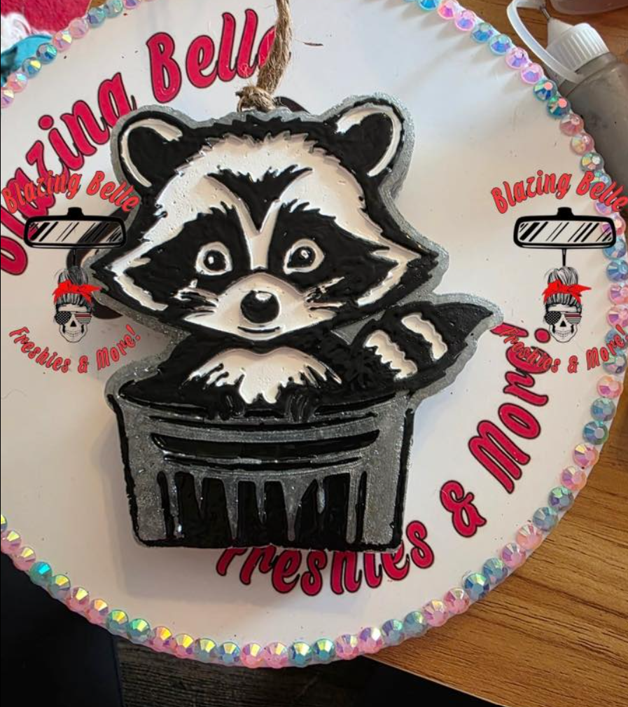 Raccoon in Trash Can Freshie Mold