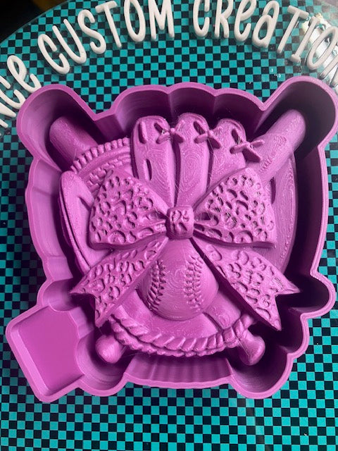 3D Baseball Glove with Bow Freshie Mold