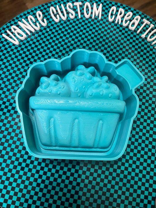 3D Strawberry Basket Freshie Mold