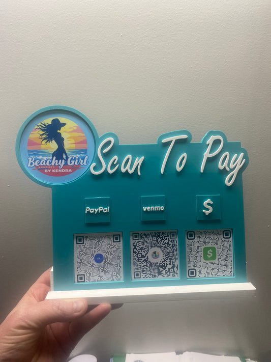 3D Printed Scan To Pay with Business Logo (3 QR Code)