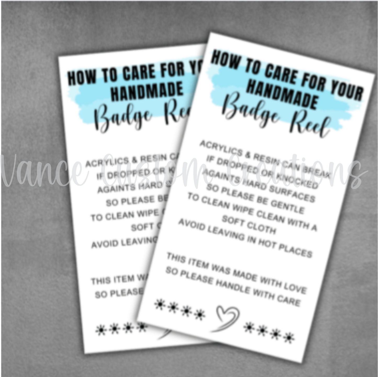 Badge Reel Care Cards