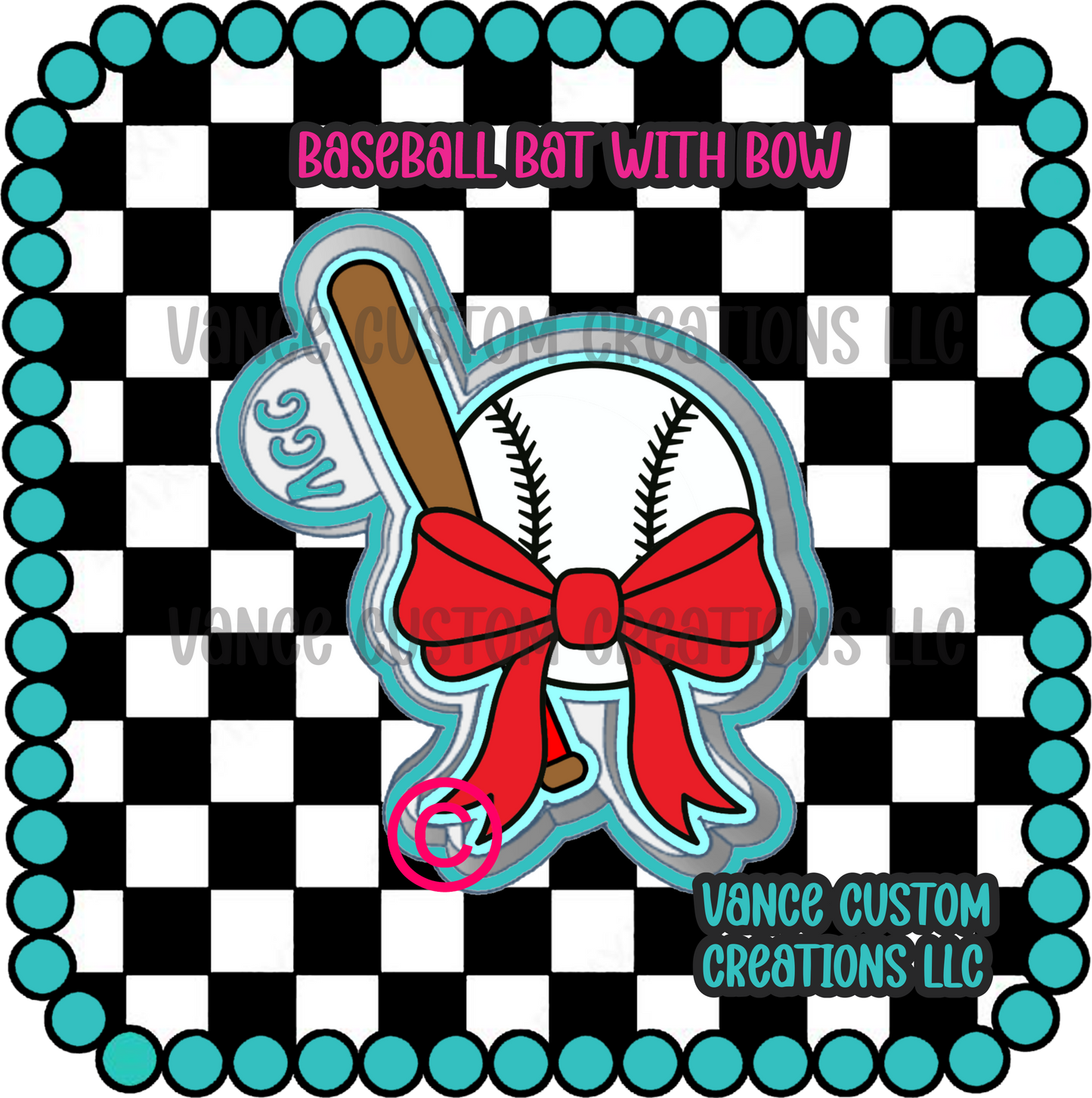 Baseball Bat with Bow Freshie Mold