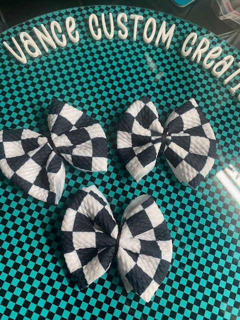 Black & White Check Freshie Bow