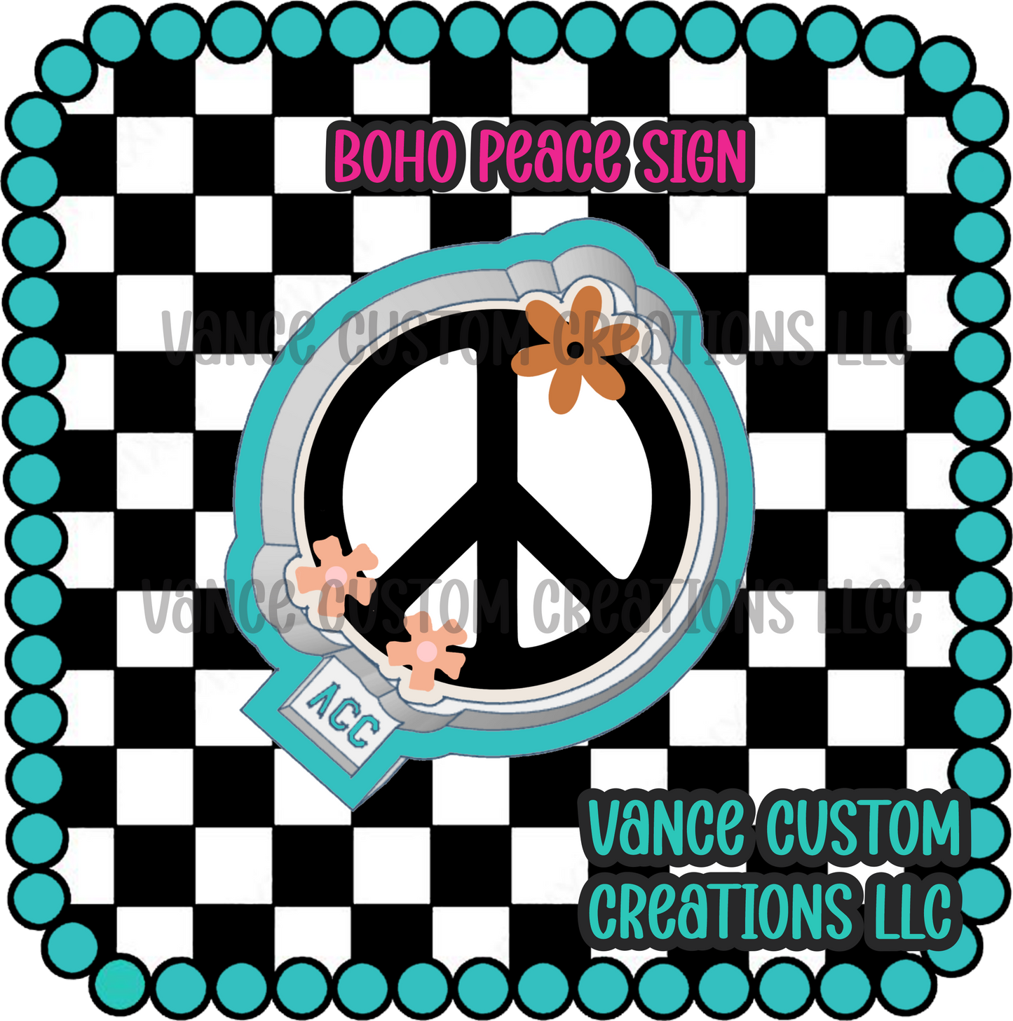 Boho Peace Sign Freshie Mold