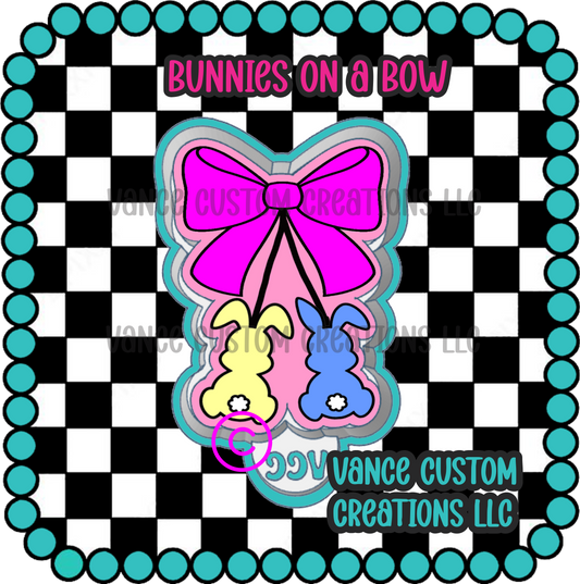 Bunnies on a Bow Freshie Mold