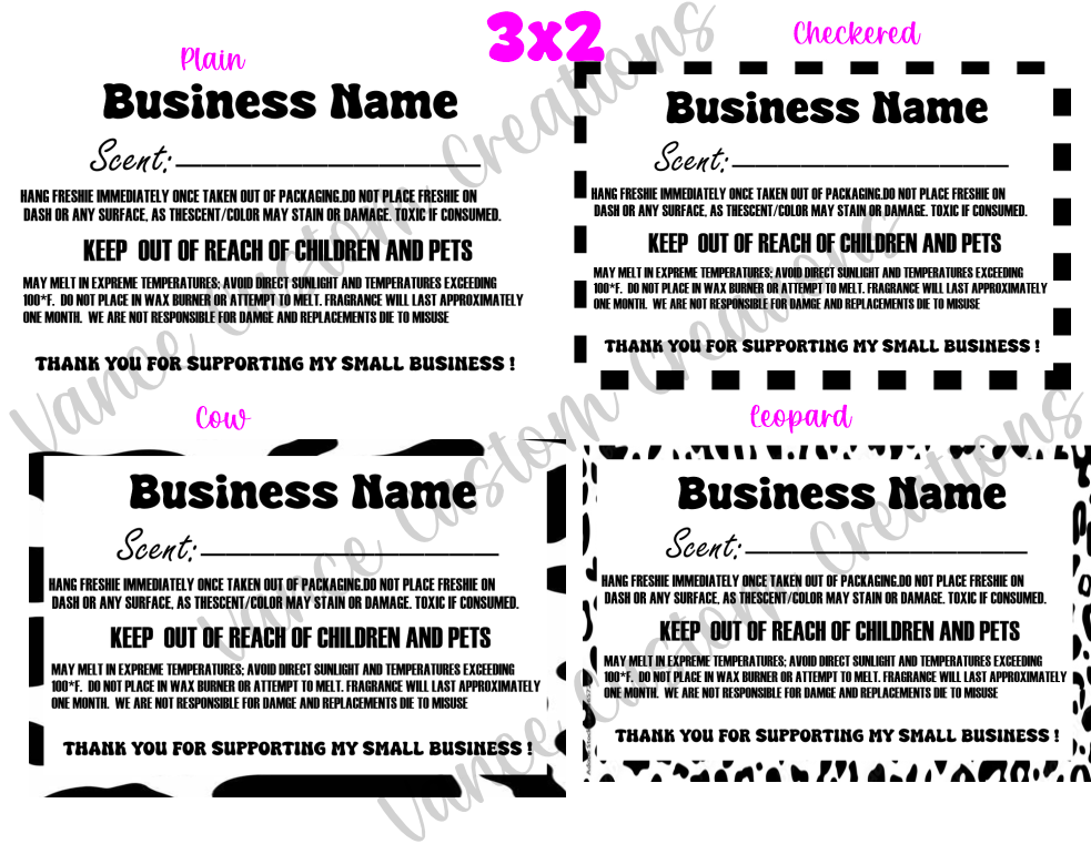 Business Name Scent Labels with Warning