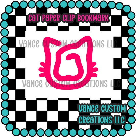 Cat Paper Clip Bookmark Blank