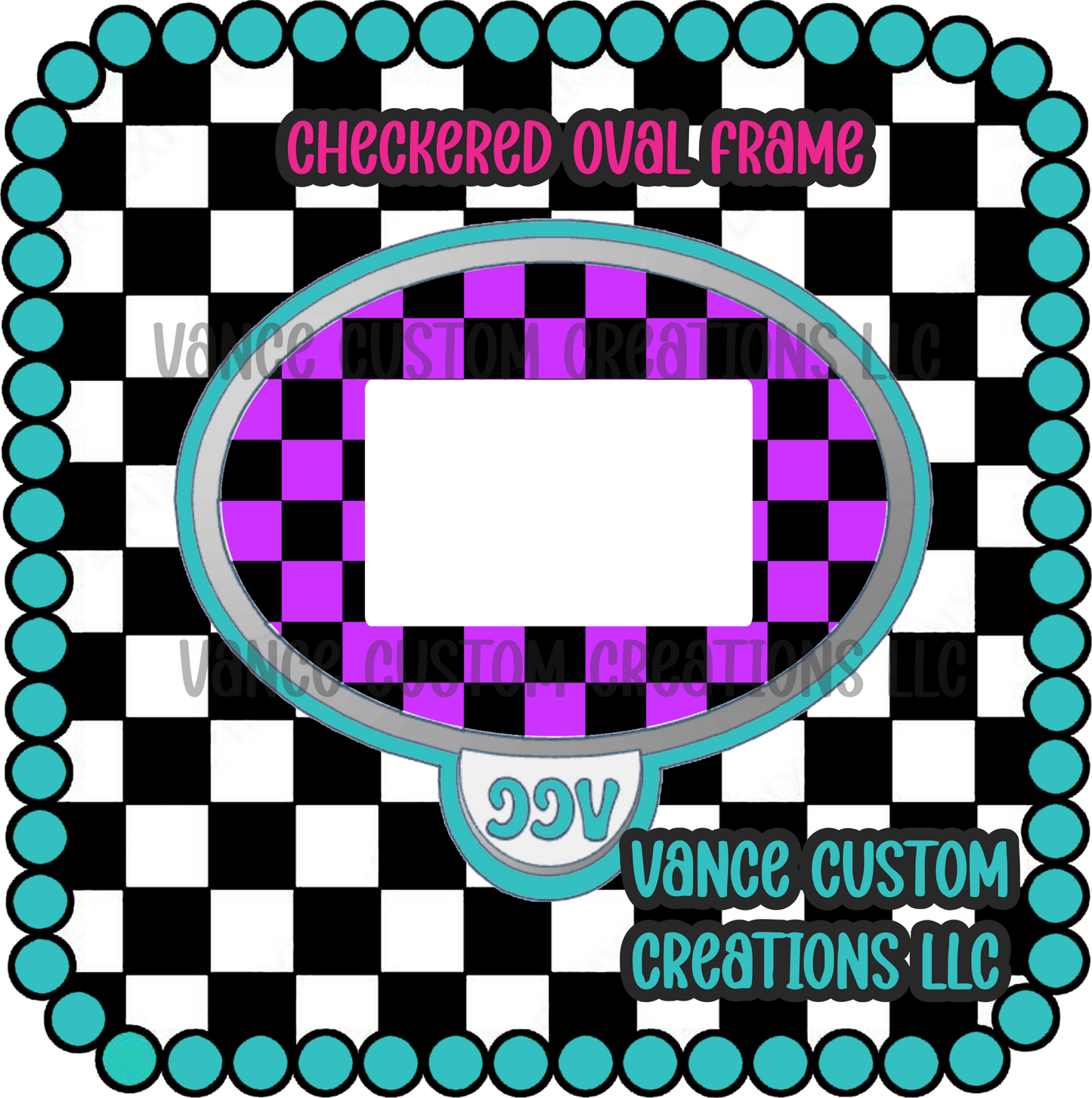 Checkered Oval Frame Freshie Mold