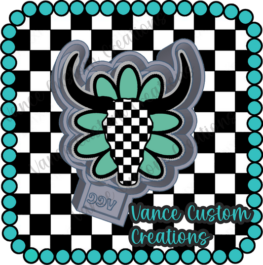 Checkered Bull Skull
