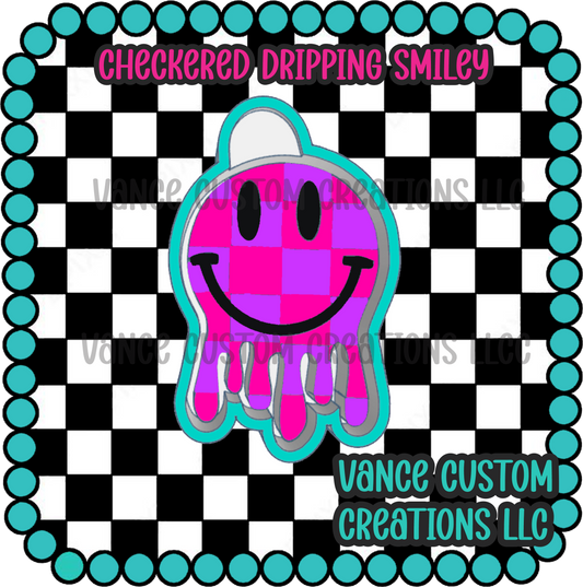 Checkered Dripping Smiley Freshie  Mold