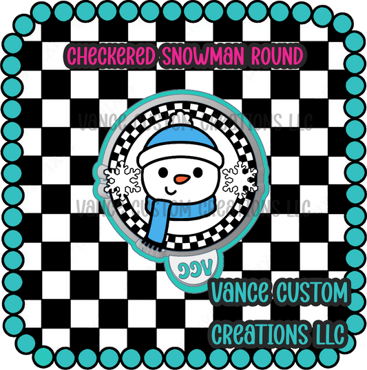Checkered Snowman Round Freshie Mold