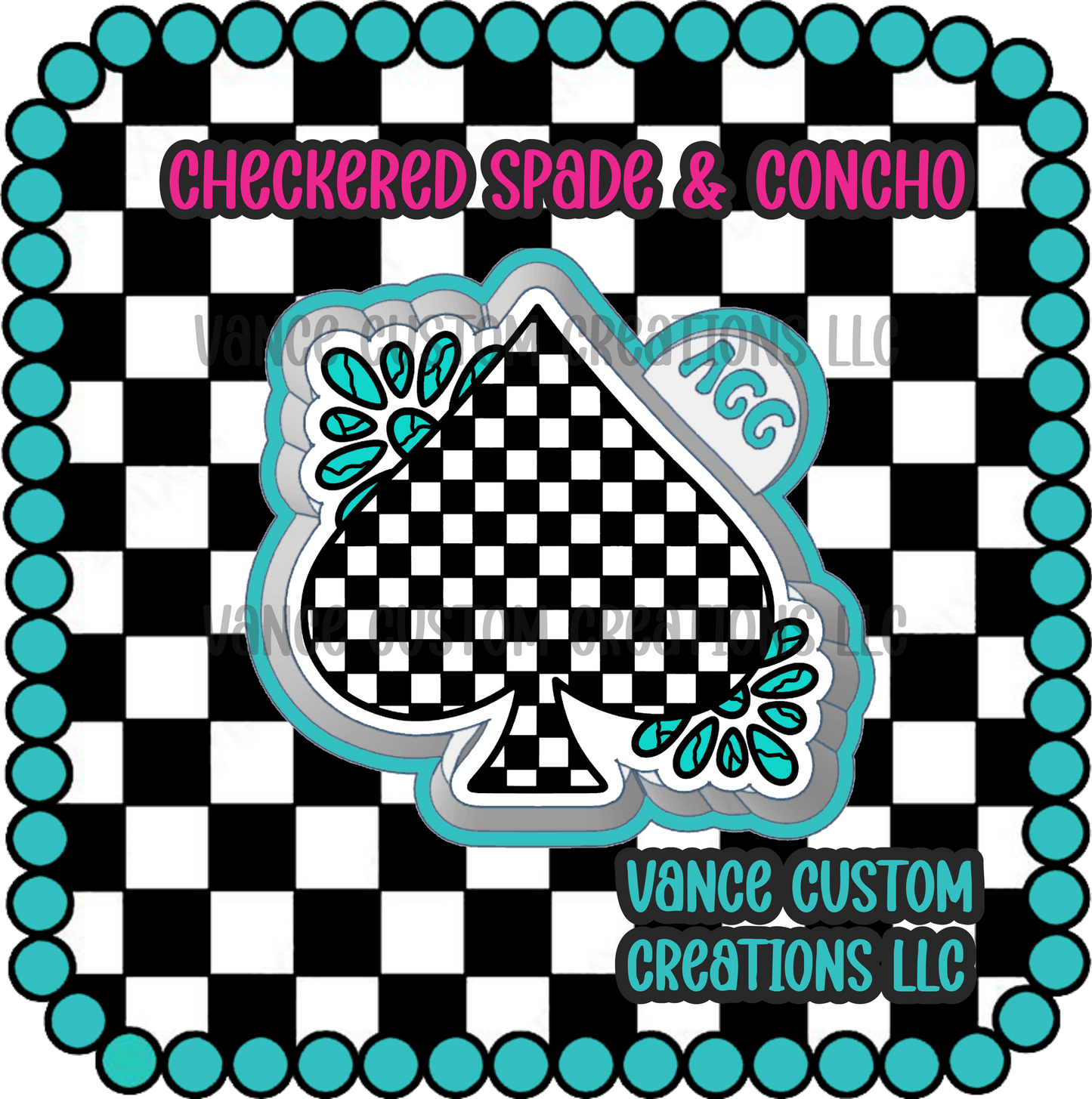 Checkered Spade & Concho Freshie Mold