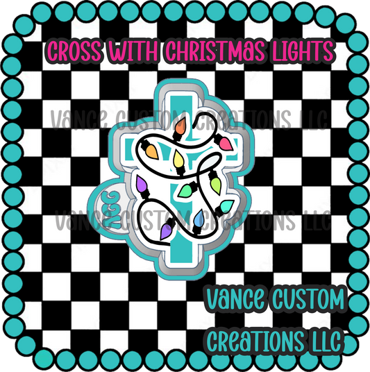 Cross with Christmas Lights Freshie Mold