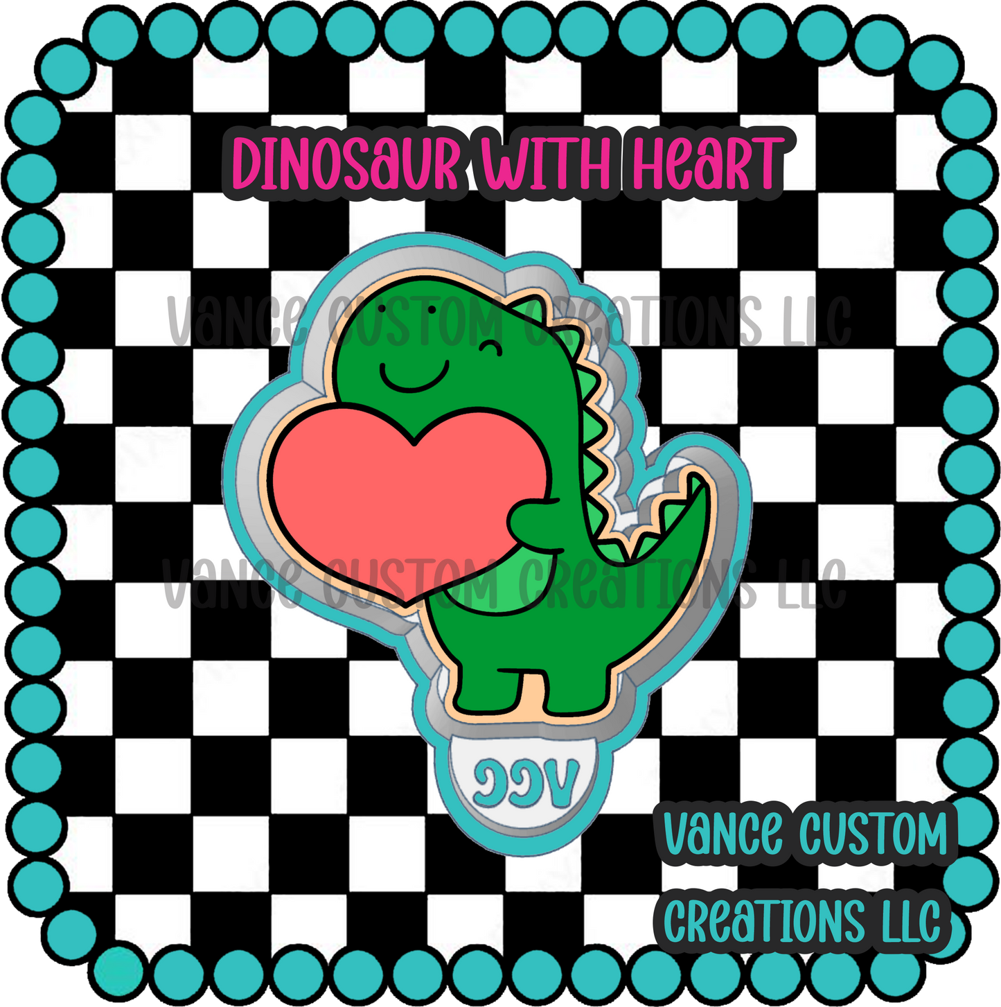 Dinosaur with Heart Freshie Mold