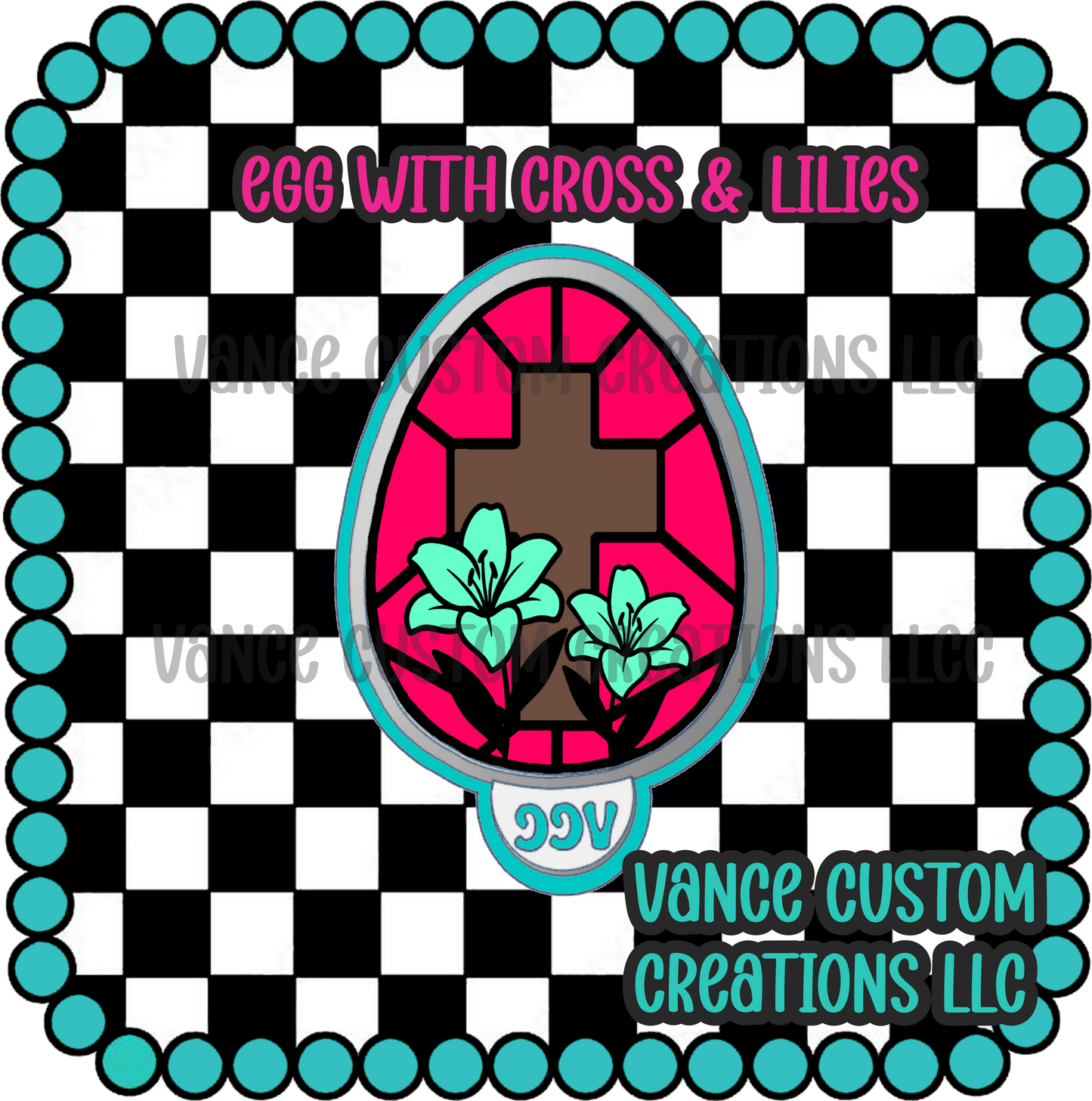 Egg with Cross & Lilies Freshie Mold