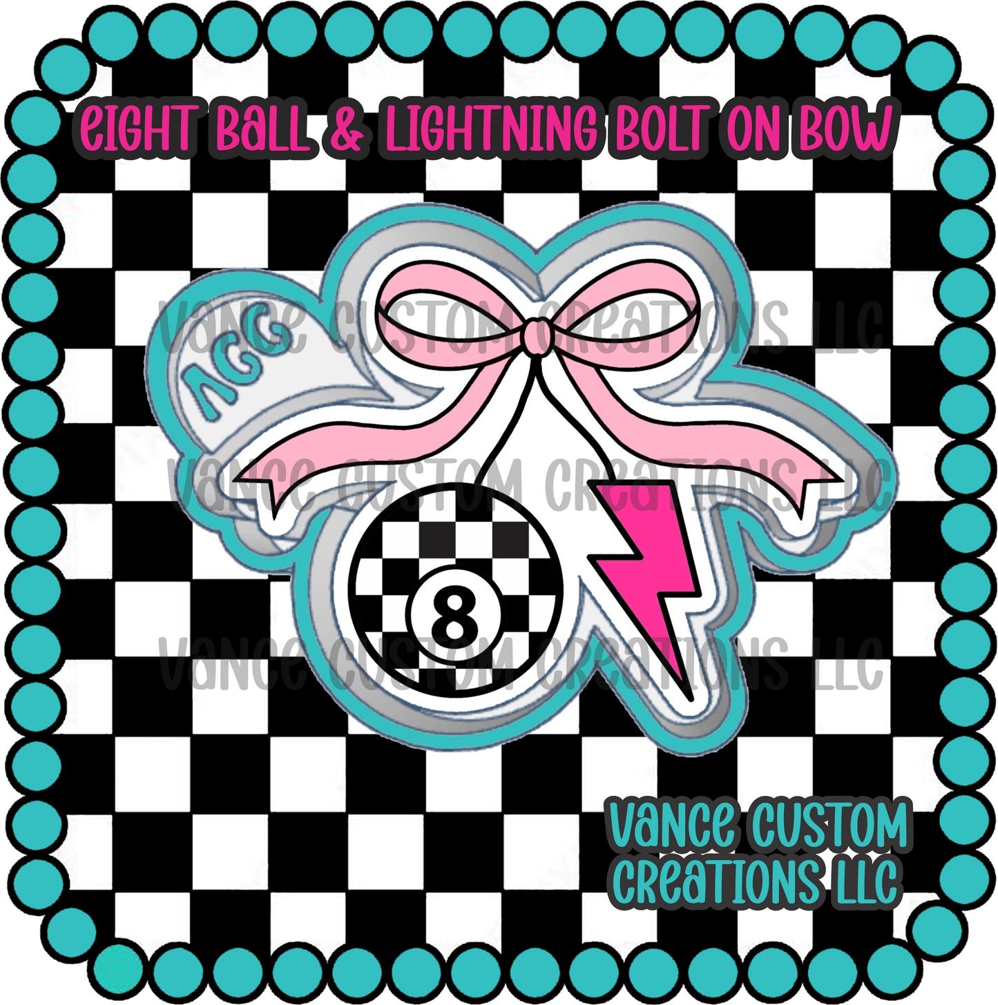 Eight Ball & Lightning Bolt on Bow Freshie Mold