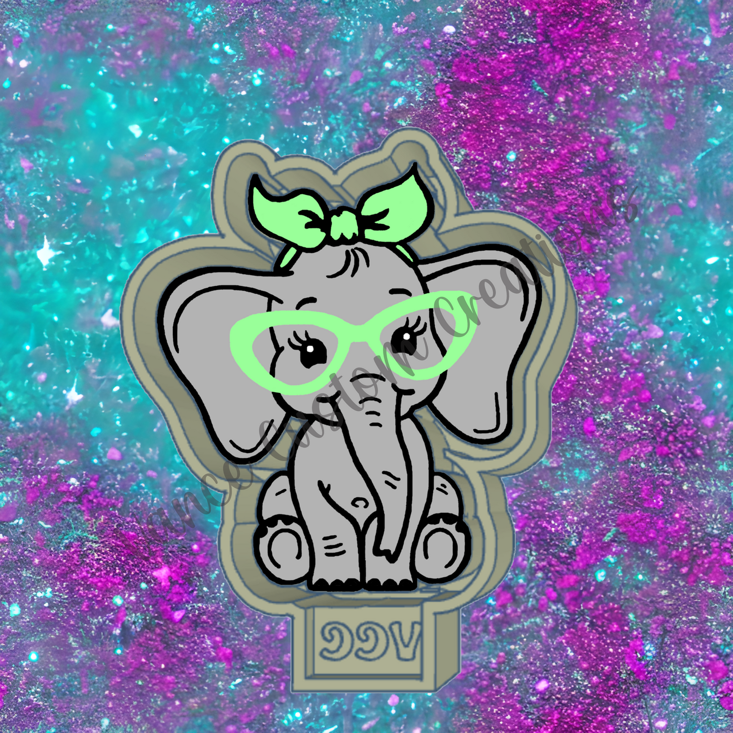 Elephant with Glasses Freshie Mold